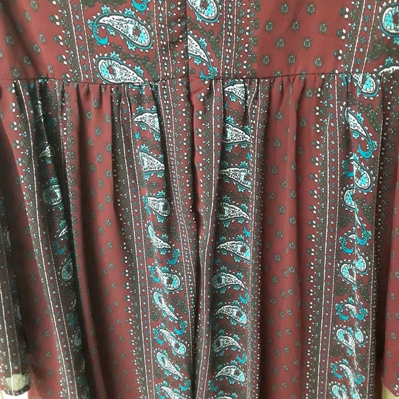 Red Boho Lace Peasent Top Dress Entro NWOT - Picture 2 of 8